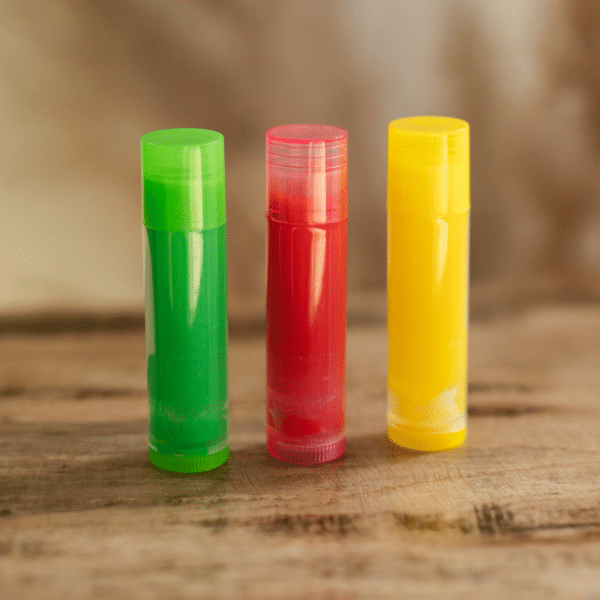 Trois crayons de bain vert jaune et rouge